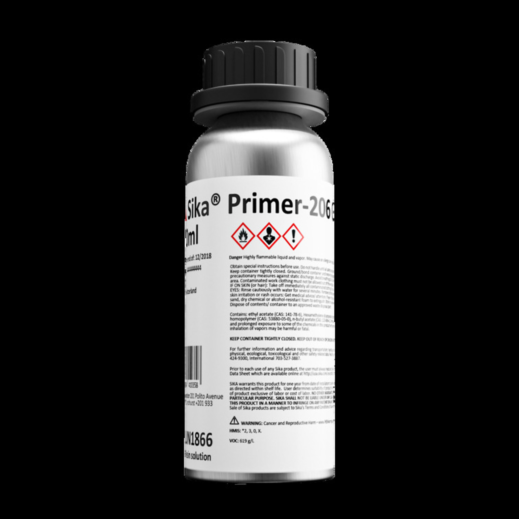 Sika Primer 206 G+P Black, Moisture-Curing Liquid Primer 250ml Bottle